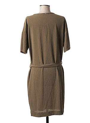 Rochie midi țesătură crep mâneci scurte verde IKKS femeie
