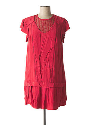 Rochie midi țesătură crep mâneci scurte roșu IKKS femeie