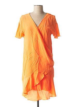 Rochie midi mâneci scurte mâneci scurte portocalie IKKS femeie