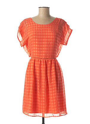 Rochie scurtă mâneci scurte mâneci scurte portocalie I.CODE (By IKKS) femeie