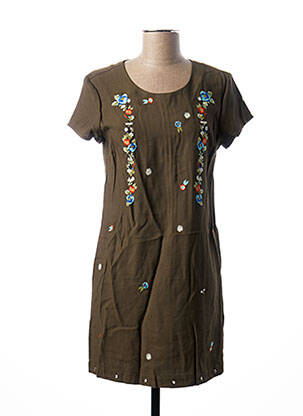 Rochie scurtă închidere cu fermoar la spate mâneci scurte verde I.CODE (By IKKS) femeie