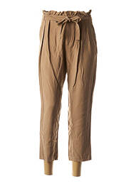 Pantalon 7/8 țesătură poplin mărime normală maro I.CODE (By IKKS) femme
