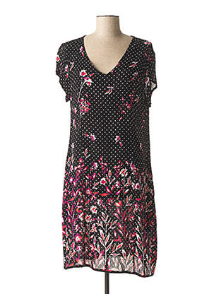Rochie midi imprimeu floral mâneci scurte negru AGATHE & LOUISE femeie
