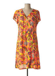 Rochie midi imprimeu floral mâneci scurte portocaliu AGATHE & LOUISE femme