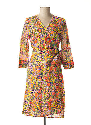 Rochie midi imprimeu floral mâneci 3/4 portocalie AGATHE & LOUISE femeie