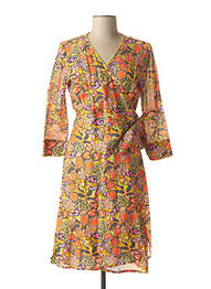Rochie midi imprimeu floral mâneci 3/4 portocaliu AGATHE & LOUISE femme