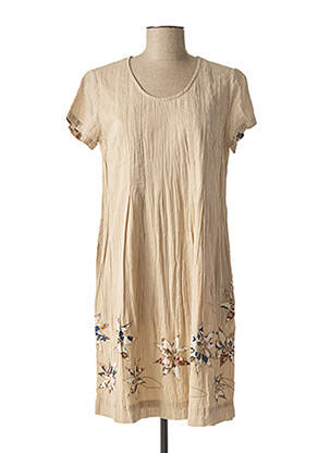 Rochie midi mâneci scurte mâneci scurte bej AGATHE & LOUISE femeie