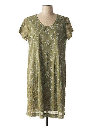Rochie midi imprimeu floral mâneci scurte verde AGATHE & LOUISE femeie
