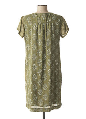 Rochie midi imprimeu floral mâneci scurte verde AGATHE & LOUISE femeie