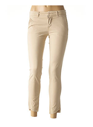 Pantalon 7/8 elasticitate talie joasă bej FIVE femeie