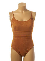Costum de baie dintr-o singură piesă efect material satinat top sutien modelat maro MISS CARAÏBES femme