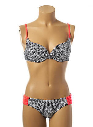 Costum de baie din două piese elasticitate top sutien modelat negru LPB femeie