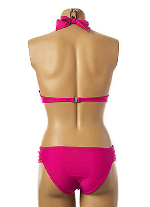 Costum de baie din două piese elasticitate top sutien push-up roz LPB femeie