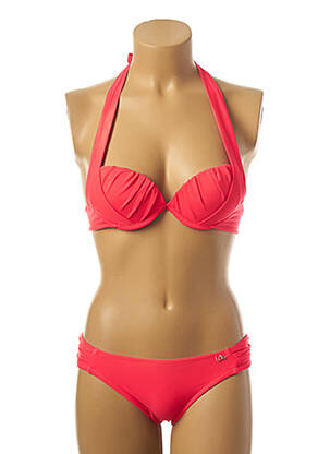 Costum de baie din două piese elasticitate top sutien push-up roz LPB femeie
