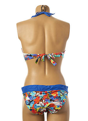 Costum de baie din două piese elasticitate top sutien push-up albastru LPB femeie