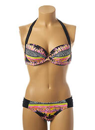 Costum de baie din două piese elasticitate top sutien modelat negru LPB femme