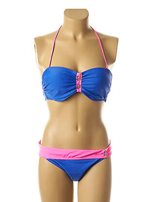 Costum de baie din două piese elasticitate top sutien push-up albastru LES P'TITES BOMBES femeie