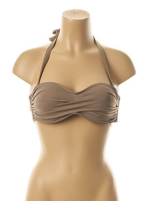 Sutien de costum de baie închidere cu legături de legat top sutien modelat maro KIWI femeie