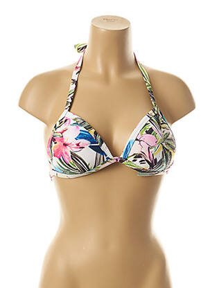 Sutien de costum de baie închidere cu legături de legat top sutien push-up alb MOONTIDE femeie