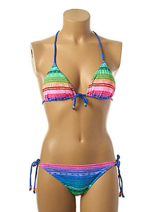 Costum de baie din două piese elasticitate top triunghiuri albastru BORABORA femeie