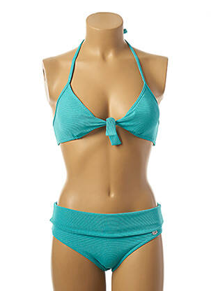 Costum de baie din două piese elasticitate top triunghiuri verde PLAGE DU SUD femeie