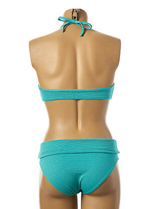 Costum de baie din două piese elasticitate top triunghiuri verde PLAGE DU SUD femeie