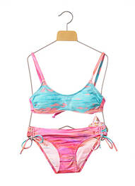 Costum de baie din două piese imprimeu fantezie roz BORABORA fată
