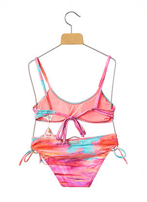 Costum de baie din două piese imprimeu fantezie roz BORABORA fată