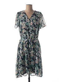 Rochie midi imprimeu floral mâneci scurte verde LA FEE MARABOUTEE femeie