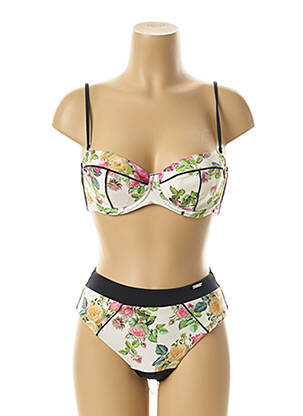 Costum de baie din două piese închidere cu agrafă top sutien modelat negru KRIS LINE femeie