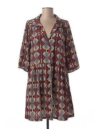 Rochie scurtă croială fluidă mâneci 3/4 portocalie PAKO LITTO femeie