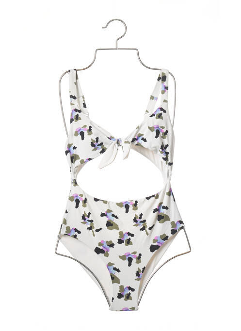 Costum de baie dintr-o singură piesă efect material satinat sutien cu susținere înaltă și burete detașabil alb TET femme