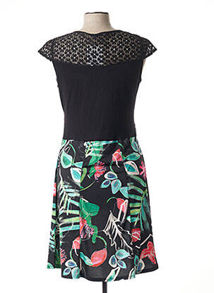 Rochie midi imprimeu floral mâneci scurte negru LILI & CAROLINE femeie