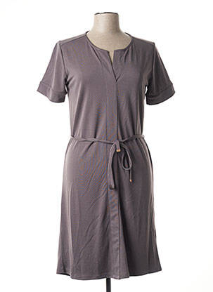 Rochie midi mâneci scurte mâneci scurte gri SIGNATURE femeie