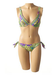 Costum de baie din două piese închidere cu legături de legat top triunghiuri verde MISS BIKINI femme