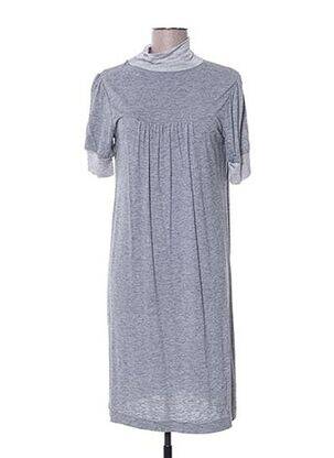 Rochie midi imprimeu fantezie mâneci scurte gri TAHÉ LEE femeie
