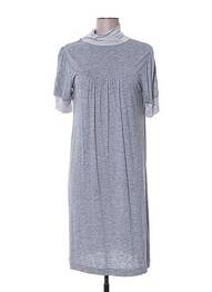 Rochie midi imprimeu fantezie mâneci scurte gri TAHÉ LEE femeie