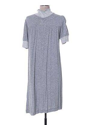 Rochie midi imprimeu fantezie mâneci scurte gri TAHÉ LEE femeie