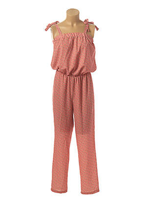 Salopetă-pantalon țesătură crep bretele subțiri portocalie COTE ANGLAISE femeie