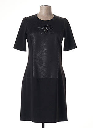 Rochie midi țesătură crep mâneci scurte negru GUY DUBOUIS femeie
