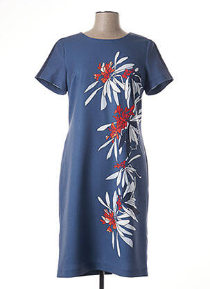 Rochie midi imprimeu floral mâneci scurte albastru GUY DUBOUIS femeie
