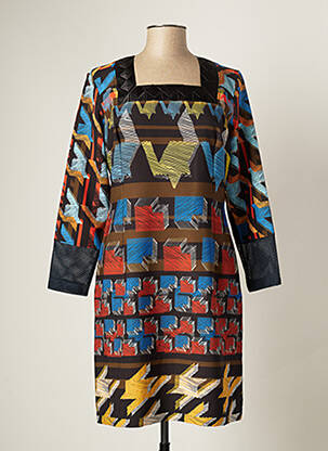 Rochie midi imprimeu fantezie mâneci lungi portocaliu LO! LES FILLES femme