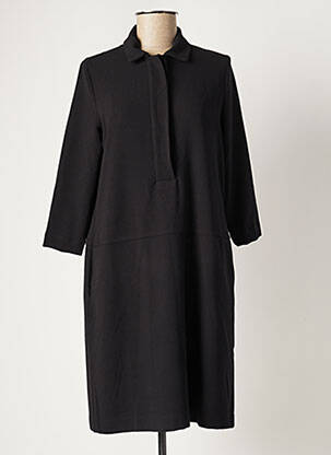 Rochie midi țesătură crep mâneci lungi negru NINATI femeie