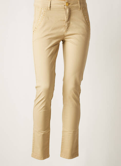 Pantalon chino țesătură poplin mărime normală bej LAUREN VIDAL femme