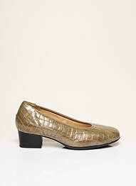 Pantofi cu toc material neted toc de 4 la 6 cm bej GOLDKRONE femme