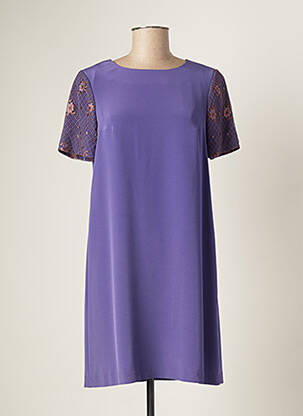 Rochie scurtă închidere cu fermoar la spate mâneci scurte violet PAULE VASSEUR femeie