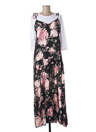 Rochie lungă mâneci cu bretele ajustabile mâneci 3/4 negru IMPERIAL femeie