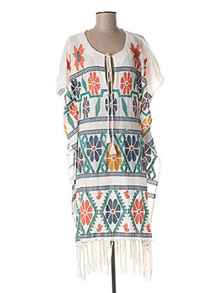 Rochie midi croială fluidă mâneci scurte bej STAR MELA femeie