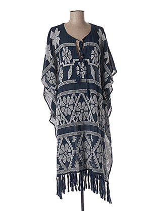 Rochie midi croială fluidă mâneci scurte albastru STAR MELA femeie