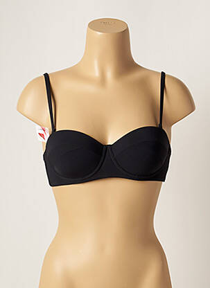 Sutien de costum de baie bretele elastice reglabile sutien balconet cu decolteu înalt negru LOU femeie